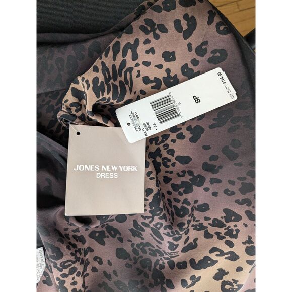 NWT Vintage 1990s Jones New York Silk Mini Dress Animal Print Cowl Size 8P - Picture 8 of 11